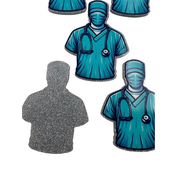 10 pc glitter RN Nurse acrylic flat back charm for badge reels keyrings earrings - Picture 3 of 4